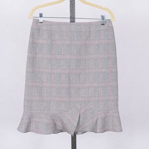 NEW Tahari ASL Plaid Trumpet Style Skirt Black White Red Plaid Women's Size 6